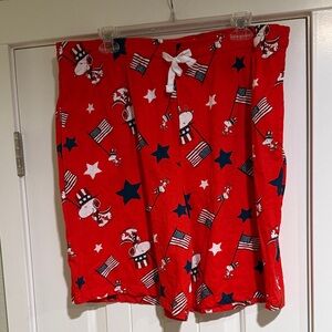 Red Patriotic Peanuts Print Sleep Shorts